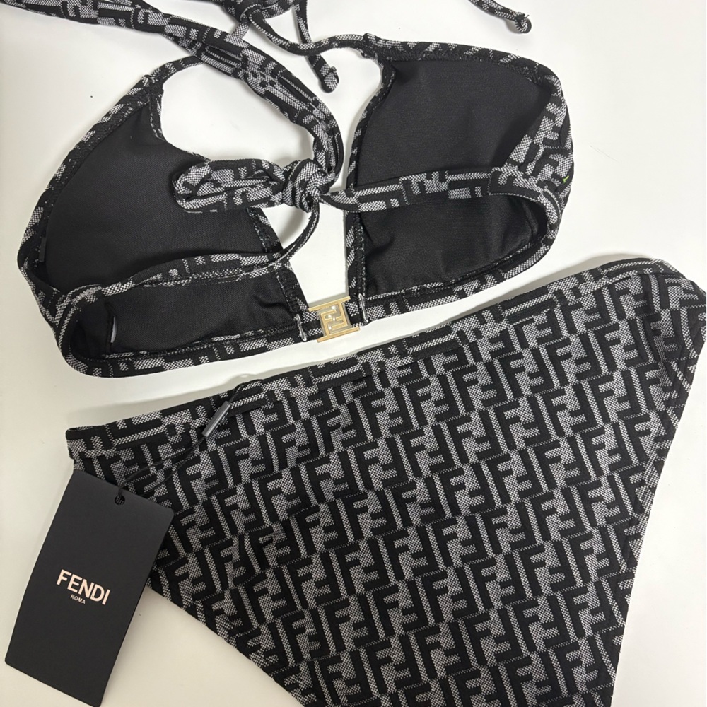 FENDI FF Monogram Metal Logo Two Piece Bikini Swimsuit - Picture 4 of 6